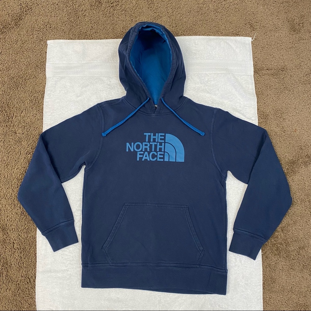 The North Face Logo Hoodie Mens Navy Blue Size Small